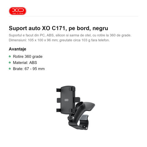 Suport auto XO C171, pe bord, negru [1]