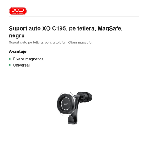 Suport auto XO C195, pe tetiera, MagSafe, negru [1]