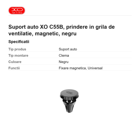 Suport auto XO C55B, prindere in grila de ventilatie, magnetic, negru [2]