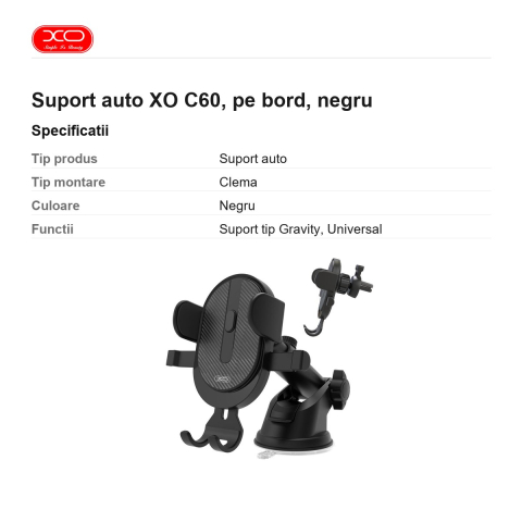 Suport auto XO C60, pe bord, negru [2]