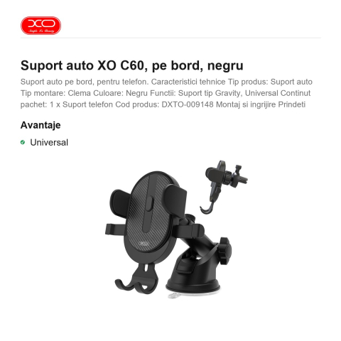 Suport auto XO C60, pe bord, negru [1]