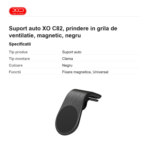 Suport auto XO C82, prindere in grila de ventilatie, magnetic, negru [2]