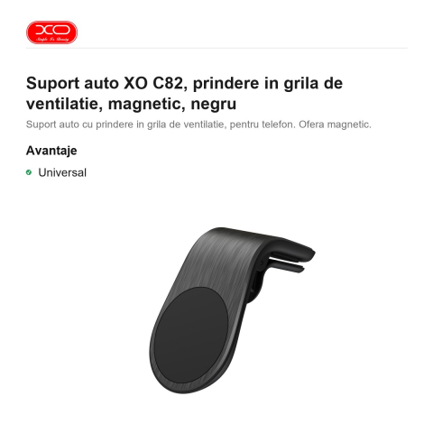Suport auto XO C82, prindere in grila de ventilatie, magnetic, negru [1]