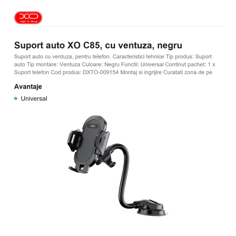 Suport auto XO C85, cu ventuza, negru [1]