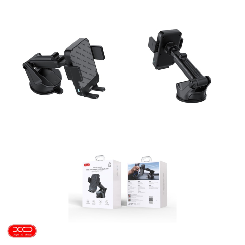 Suport auto XO WX043, cu ventuza, incarcare wireless 15 W, negru [3]