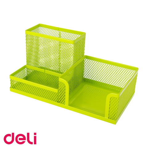 Suport birou 3 compartimente din plasa metalica Deli, organizator instrumente de scris pentru birou [3]