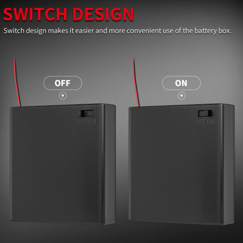 Suport Carcasa 4 x Baterii AA R6 cu Comutator si Capac cu Surub - Alimentare 6V cu Intrerupator ON/OFF pentru Proiecte DIY [4]