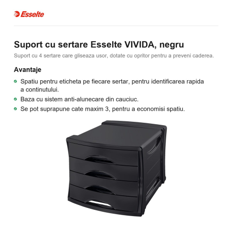 Suport cu sertare Esselte VIVIDA, negru [1]