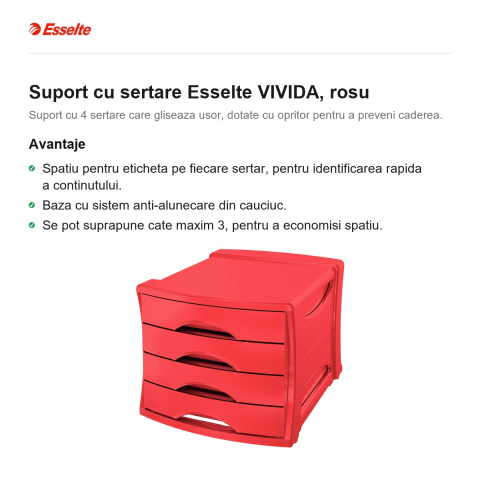 Suport cu sertare Esselte VIVIDA, rosu [1]