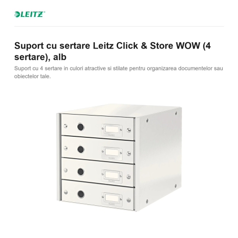 Suport cu sertare Leitz Click & Store WOW (4 sertare), alb [1]