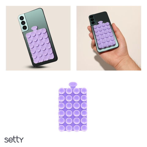 Suport cu ventuza pentru telefon, Setty SP-MUN-01, din silicon flexibil, mov [3]