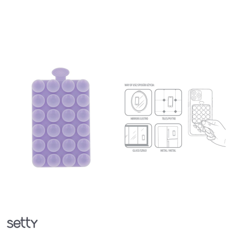 Suport cu ventuza pentru telefon, Setty SP-MUN-01, din silicon flexibil, mov [4]