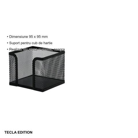 Suport cub hartie Tecla Edition, plasa metalica neagra, pentru birou, dimensiune 95 x 95 mm [2]