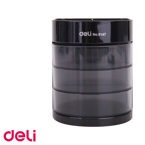 Suport de birou Deli, 6 compartimente si 3 sertare rotitoare, organizator compact pentru accesorii de birou [4]