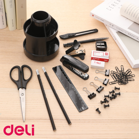 Suport de birou echipat Deli, 5 compartimente cu 14 accesorii incluse, organizare completa a biroului [3]