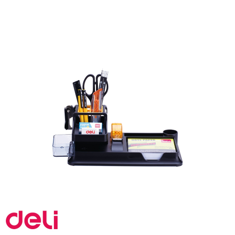 Organizatoare si suporturi de birou - Suport de birou echipat Deli, 7 compartimente cu 16 accesorii incluse, organizare completa a spatiului de lucru