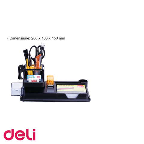 Suport de birou echipat Deli, 7 compartimente cu 16 accesorii incluse, organizare completa a spatiului de lucru [2]