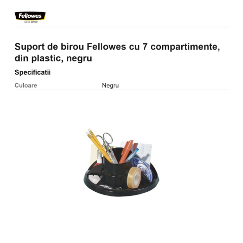 Suport de birou Fellowes cu 7 compartimente, din plastic, negru [2]