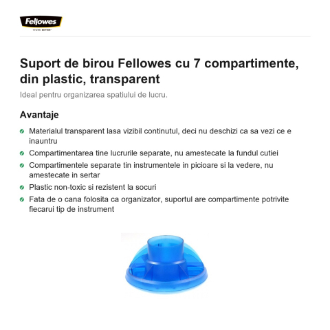 Suport de birou Fellowes cu 7 compartimente, din plastic, transparent [1]