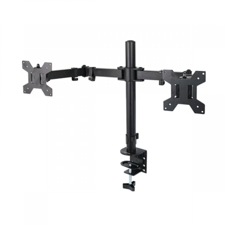Accesorii monitoare - Suport de birou pentru doua monitoare cu brate mobile, 10''- 27'', inaltime maxima 410mm, rotatie 360° si inclinatie 90°, VESA 75x75 - 100x100, max. 2 x 8 kg, negru
