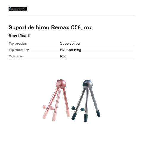 Suport de birou Remax C58, roz [2]