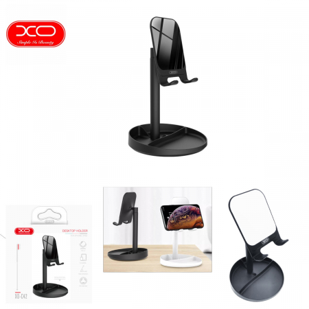 Suport de birou universal, XO-C42 86730 Desktop Holder, din metal, cu oglinda, negru [3]