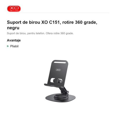 Suport de birou XO C151, rotire 360 grade, negru [1]