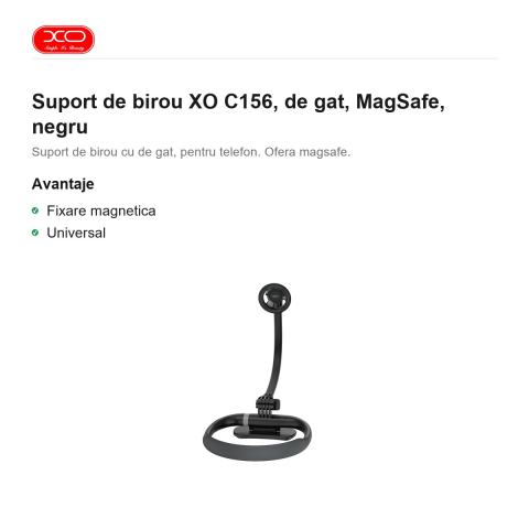 Suport de birou XO C156, de gat, MagSafe, negru [1]