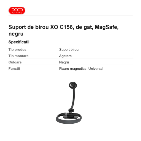 Suport de birou XO C156, de gat, MagSafe, negru [2]