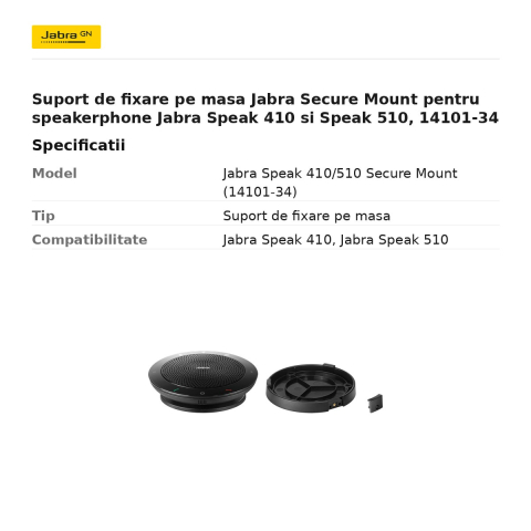 Suport de fixare pe masa Jabra Secure Mount pentru speakerphone Jabra Speak 410 si Speak 510, 14101-34 [2]