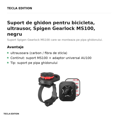 Suport de ghidon pentru bicicleta, ultrausor, Spigen Gearlock MS100, negru [1]