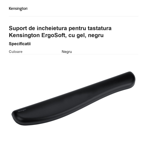 Suport de incheietura pentru tastatura Kensington ErgoSoft, cu gel, negru [2]