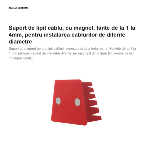 Suport de lipit cablu, cu magnet, fante de la 1 la 4mm, pentru instalarea cablurilor de diferite diametre [1]