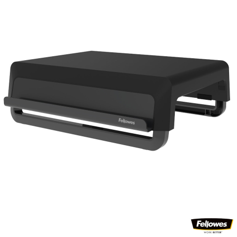 Suporturi ergonomice pentru monitor - Suport de monitor ergonomic, Fellowes Breyta, 3 inaltimi reglabile, portabil, pentru monitoare pana la 15 kg, negru