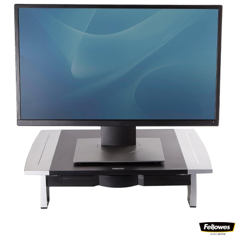 Suporturi ergonomice pentru monitor - Suport de monitor reglabil, Fellowes, pentru monitoare CRT si LCD pana la 36 kg, 5 inaltimi, tava accesorii, depozitare laptop sub suport