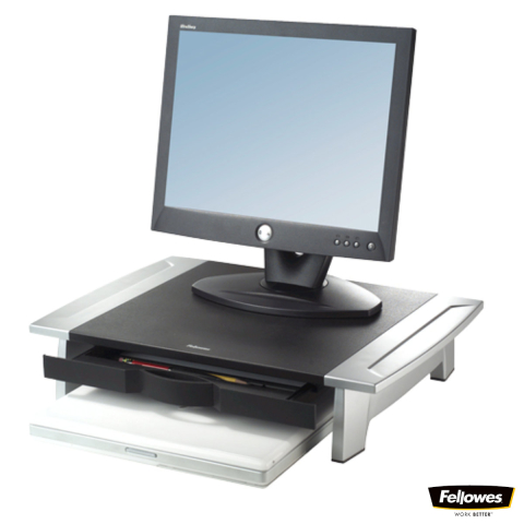 Suport de monitor reglabil, Fellowes, pentru monitoare CRT si LCD pana la 36 kg, 5 inaltimi, tava accesorii, depozitare laptop sub suport [1]