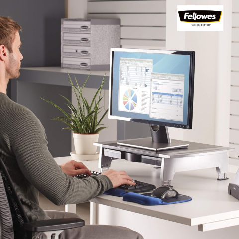 Suport de monitor reglabil, Fellowes, pentru monitoare CRT si LCD pana la 36 kg, 5 inaltimi, tava accesorii, depozitare laptop sub suport [3]