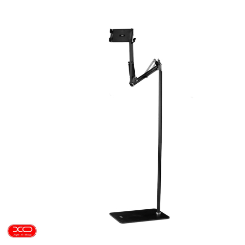 Suport birou - Suport de podea pentru smartphone si tableta, XO holder stand C137, unghi reglabil 360°, inaltime pana la 175cm, Negru