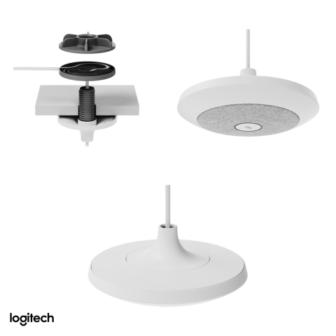 Suport de tavan Logitech Mic Pod Pendant Mount pentru microfonul Rally Mic Pod, montare pe tavan fals sau solid, alb, 952-000123 [3]