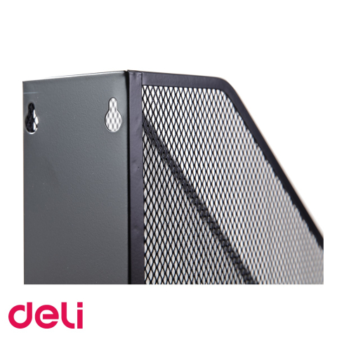 Suport documente din plasa metalica Deli, organizator birou tip mesh, negru [3]