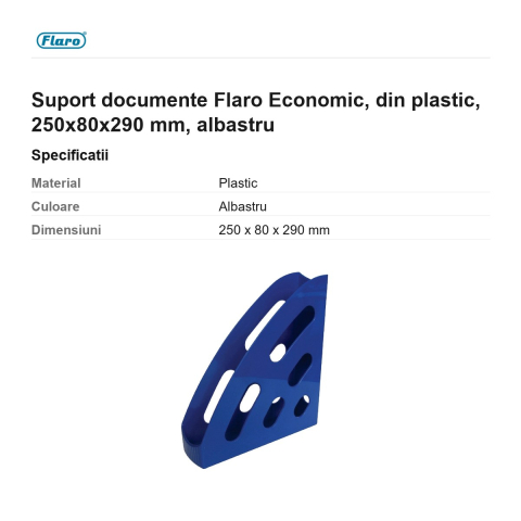 Suport documente Flaro Economic, din plastic, 250x80x290 mm, albastru [2]