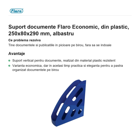 Suport documente Flaro Economic, din plastic, 250x80x290 mm, albastru [1]