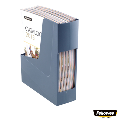 Suport documente plastic vertical, Fellowes, 80% material reciclat, culoare albastru, pentru reviste si cataloage, dimensiuni 300 x 84 x 266 mm [2]