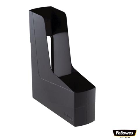 Suporturi pentru documente - Suport documente plastic vertical, Fellowes, 80% material reciclat, culoare negru, pentru reviste si cataloage, dimensiuni 300 x 84 x 266 mm