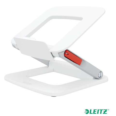 Suporturi ergonomice pentru laptop - Suport ergonomic pentru laptop ajustabil, Leitz Ergo, alb, reglabil pe inaltime cu 2 parghii, pentru laptop 13-15 inch