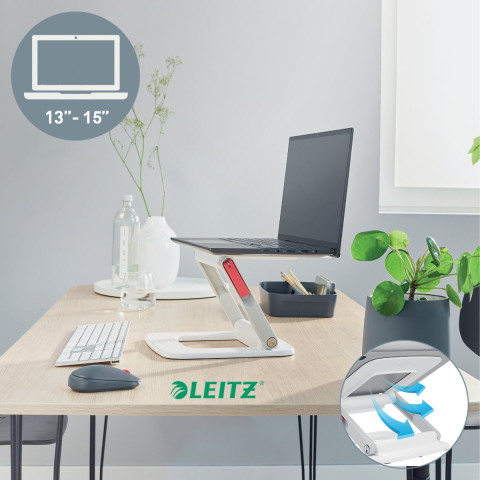 Suport ergonomic pentru laptop ajustabil, Leitz Ergo, alb, reglabil pe inaltime cu 2 parghii, pentru laptop 13-15 inch [4]