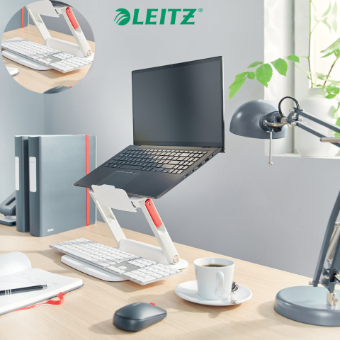 Suport ergonomic pentru laptop ajustabil, Leitz Ergo, alb, reglabil pe inaltime cu 2 parghii, pentru laptop 13-15 inch [7]