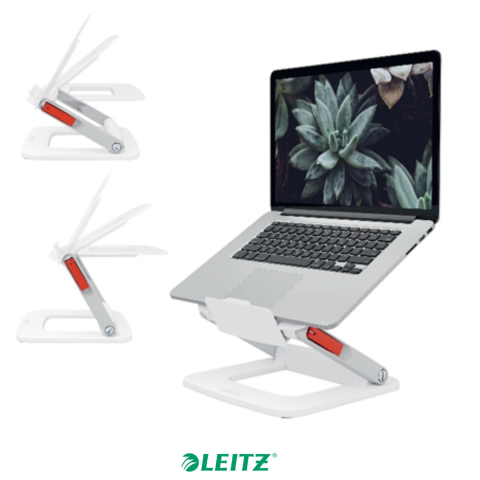 Suport ergonomic pentru laptop ajustabil, Leitz Ergo, alb, reglabil pe inaltime cu 2 parghii, pentru laptop 13-15 inch [3]