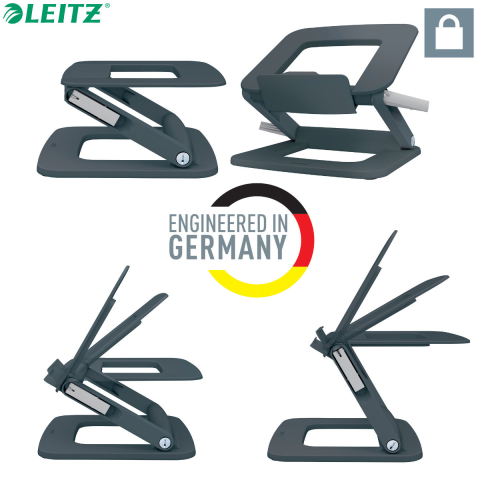 Suport ergonomic pentru laptop ajustabil, Leitz Ergo, gri carbon, reglabil cu 2 parghii, 6 combinatii inaltime, 80% plastic reciclat, certificat IGR [5]