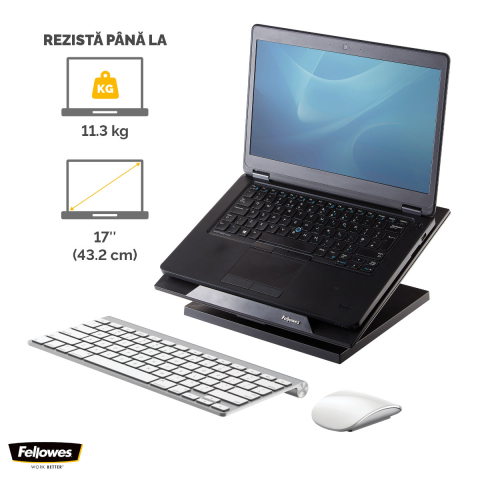 Suport ergonomic pentru laptop, Fellowes Designer Suites, reglabil pe 4 inaltimi, inclinare pana la 30 grade, pentru laptop pana la 17 inch (11.3 kg), negru [4]
